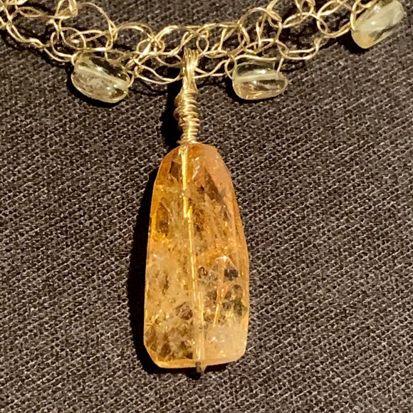Handmade necklace with citrine pendant - Picture 3 of 5